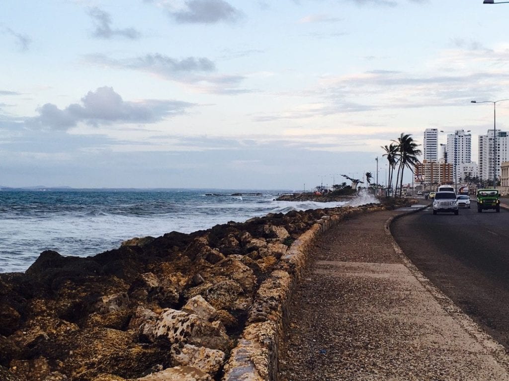 Sunset over the sea between Bocagrande and Marbella