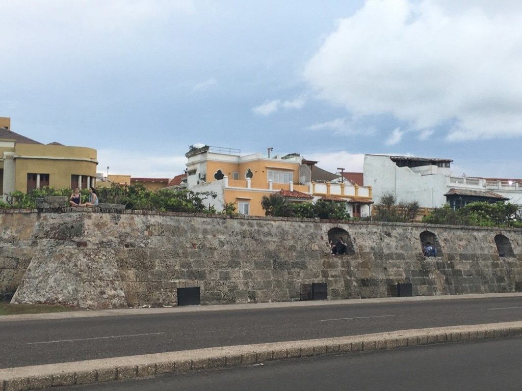 Nooks in Cartagena's city wall overlooking the sea