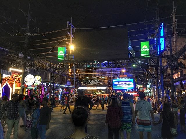 Neon lights and crowds on Bangla Road, Phuket nightlife